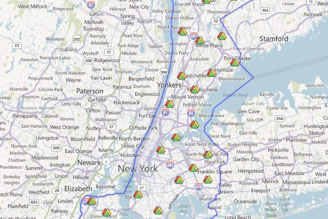 Con Ed map shows power outages all over NYC... except Manhattan